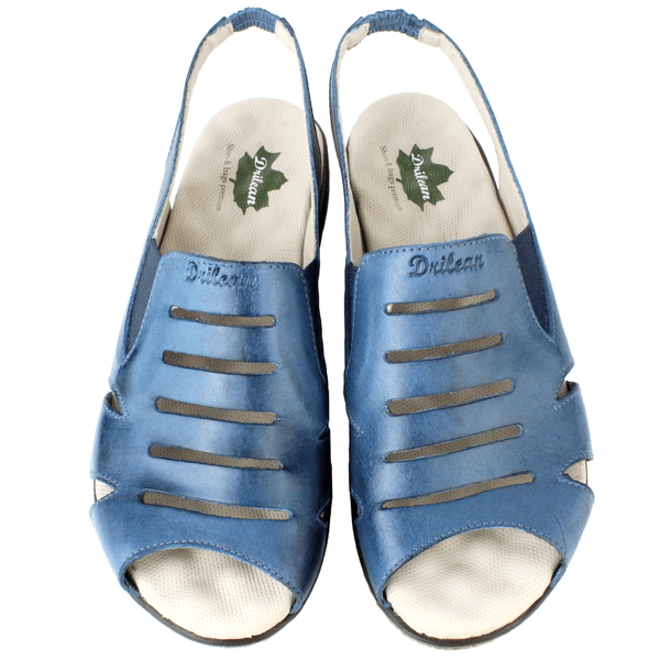 Sandália Feminina Confort Anatômica de Couro Legítimo e Palmilha Gel - Azul (MA030) 