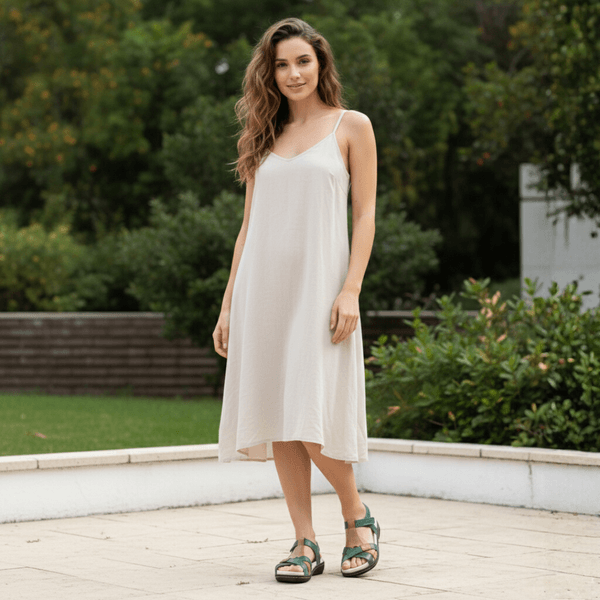 Sandália Feminina Anatômica em Couro Legítimo e Palmilha Gel - Verde/Caramelo (MA035) 