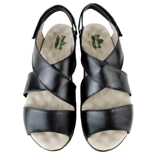 Sandália Feminina Anatômica em Couro Legítimo e Palmilha Gel - Preto - Palmilha Off (MA056) 