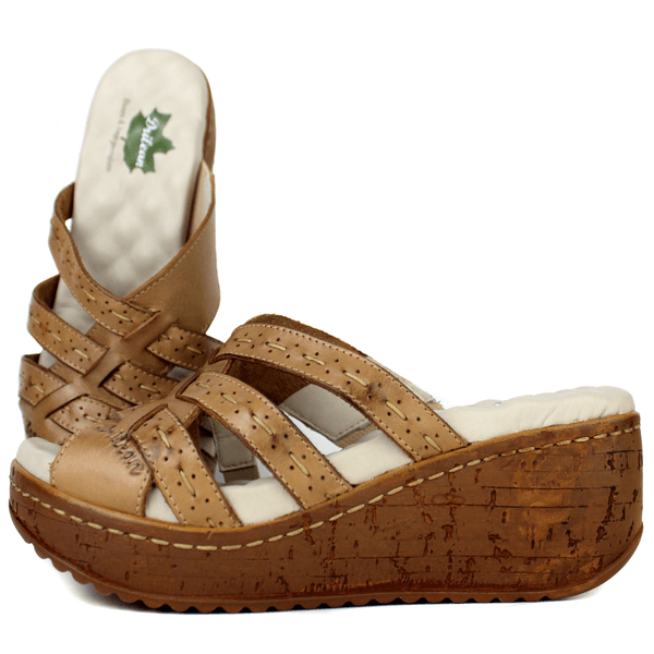 Sandália Anabela Feminina de Couro Legítimo e Palm... - Drilean