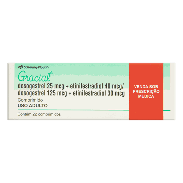 Gracial Desogestrel 25mcg/125mcg + Etinilestradio 40mcg/30mcg 22 comprimidos