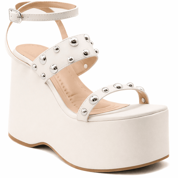 Sandália Feminina Anabela Alta Em Napa Off White 182172