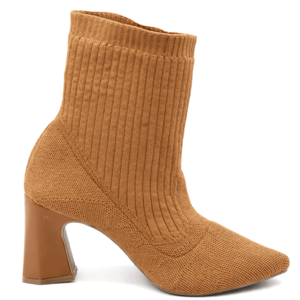 Bota Cano Baixo Salto Grosso Meia 184000 Canela