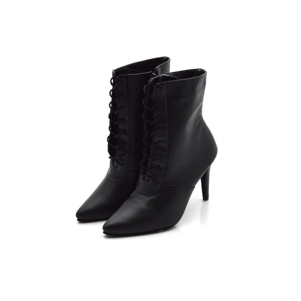 Bota Feminina Cano Médio Bico Fino 1734 Napa Preta