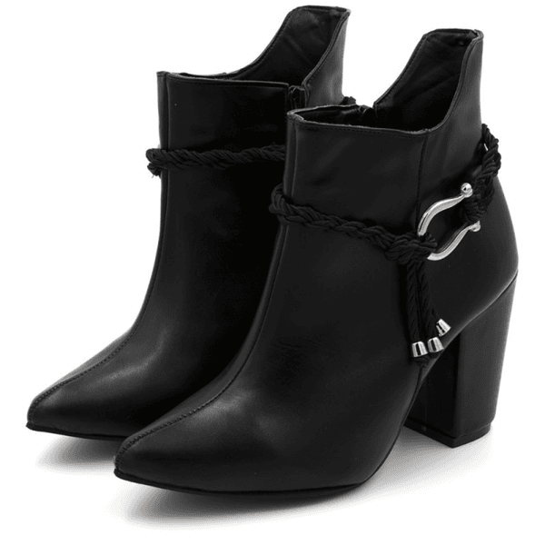Bota Cano Curto Bico Fino Salto Grosso
