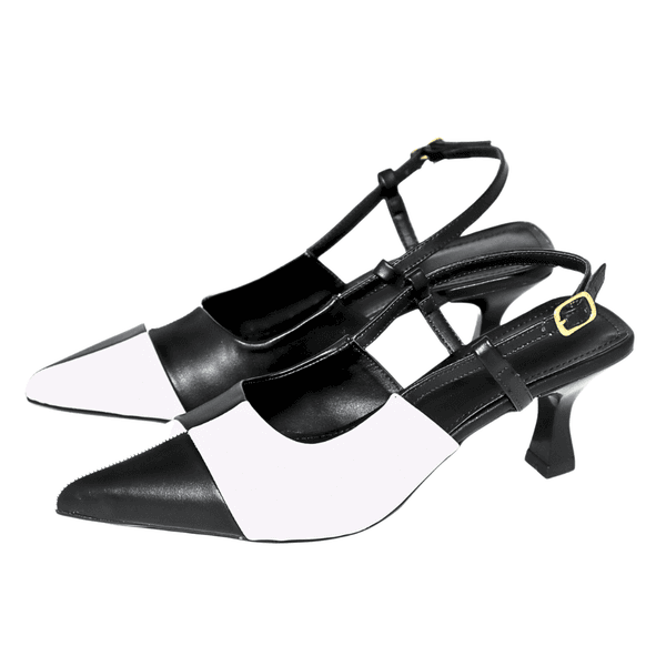 Scarpin Slingback Duo Preto e Branco 5601