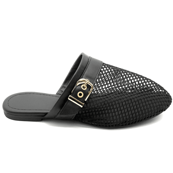 Mule Em Tela Com Fivela 5402 Preto