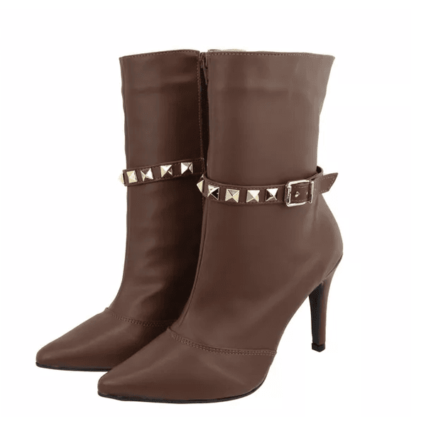 Bota Feminina Cano Médio 1793 Salto Fino Napa Santorini Cacau