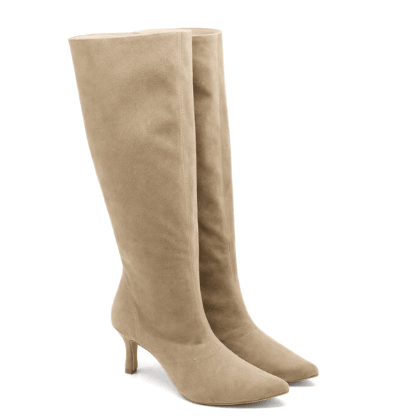 Bota Feminina Salto Baixo e Fino 17005 Camurça Areia