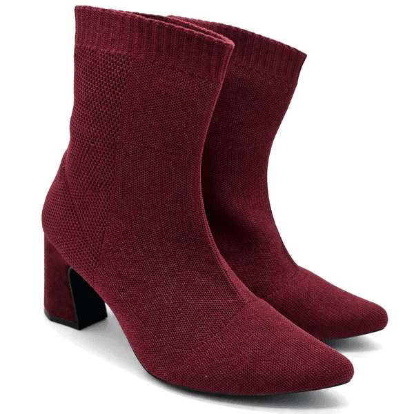 Bota Cano Baixo Salto Grosso Meia 184000 Roxa
