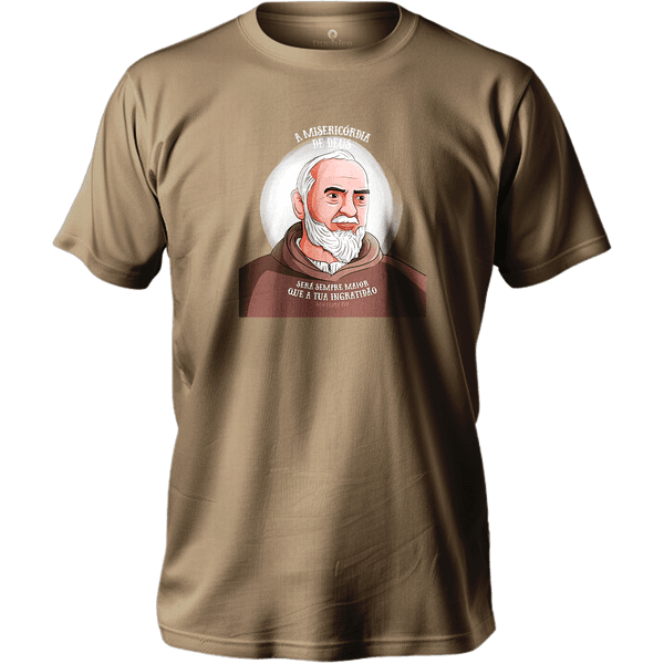 Camiseta 100% Algodão Masculino E Feminino Cristã Católica Padre Pio