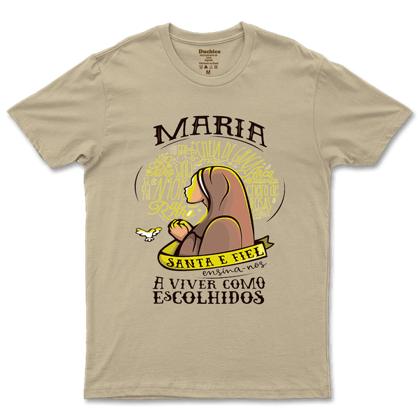 Camiseta De Algodão Masculino E Feminino Católica Maria Santa E Fiel