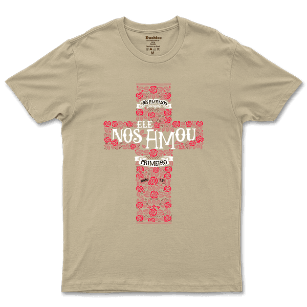 Camiseta De Algodão Masculino E Feminino Religiosa Ele Nos Amou
