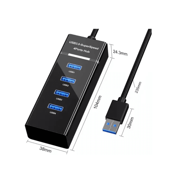 HUB USB 4 PORTAS PRETO