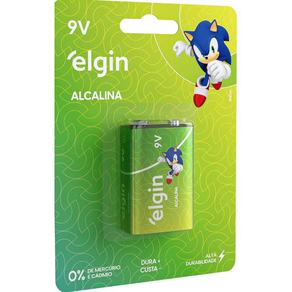 Bateria 9V Alcalina ELGIN