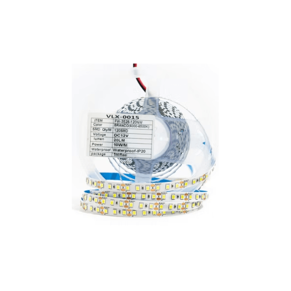 Fita de Led Branco Frio 6000k 5m 120 leds - MOD. 3528 S/Fonte 12V