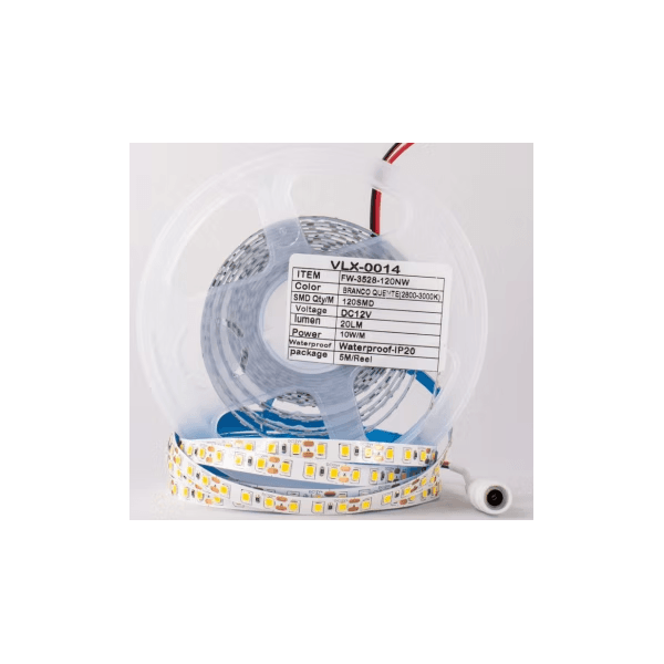 Fita de Led Branco Quente 3000k 5m 120 leds - MOD. 3528 S/Fonte