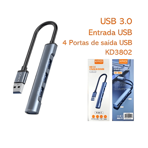 HUB USB Tipo-C 4 Portas 3.0 - KD-3801 KAIDI