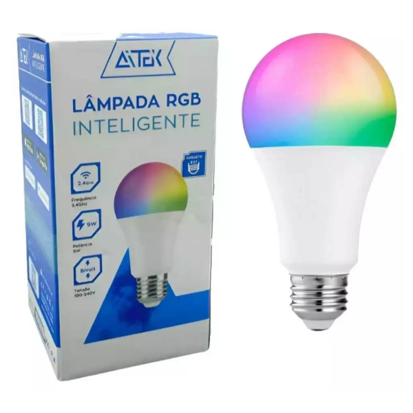 Lâmpada RGB Inteligente 15W Bivolt 2.4G Aitek