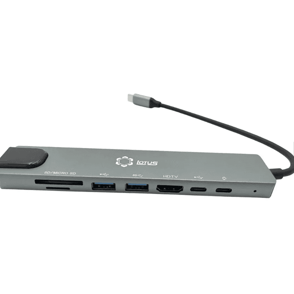 HUB USB Tipo-C 8 em 1 Lotus - LT-T801