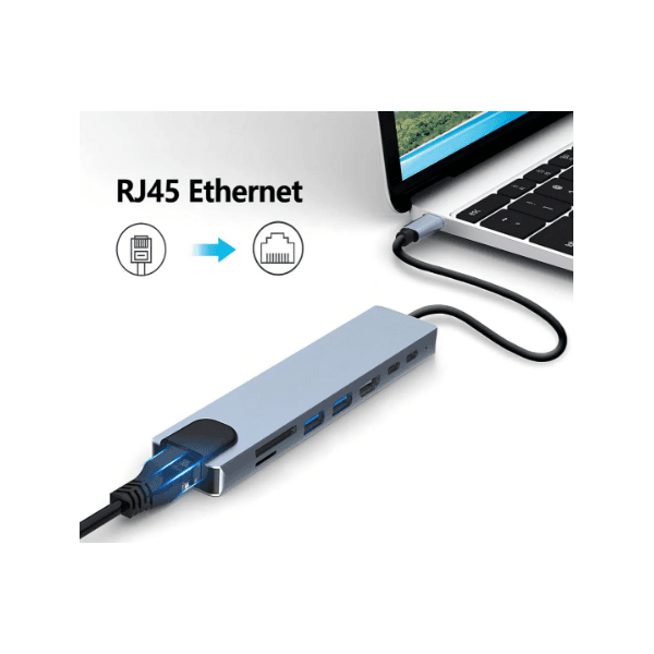 HUB USB Tipo-C 8 em 1 Lotus - LT-T801
