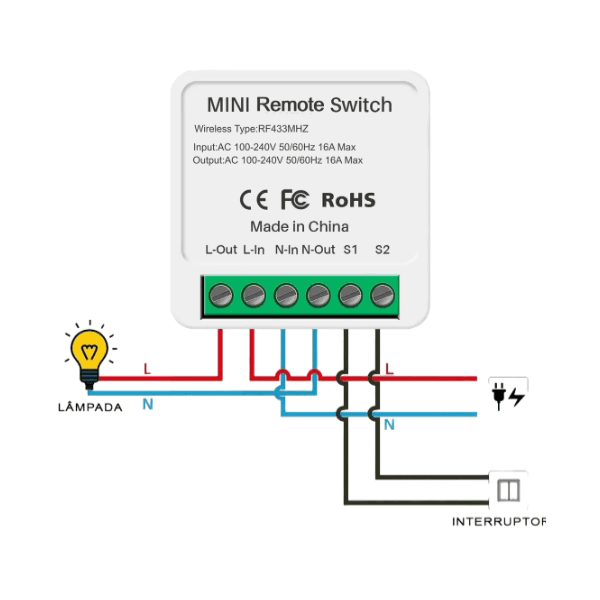 Mini Interruptor Paralelo Inteligente 16A Aitek