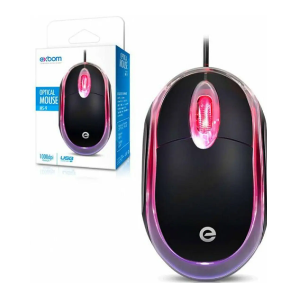Mouse Optico com Fio USB Exbom MS-9 - 1000DPI