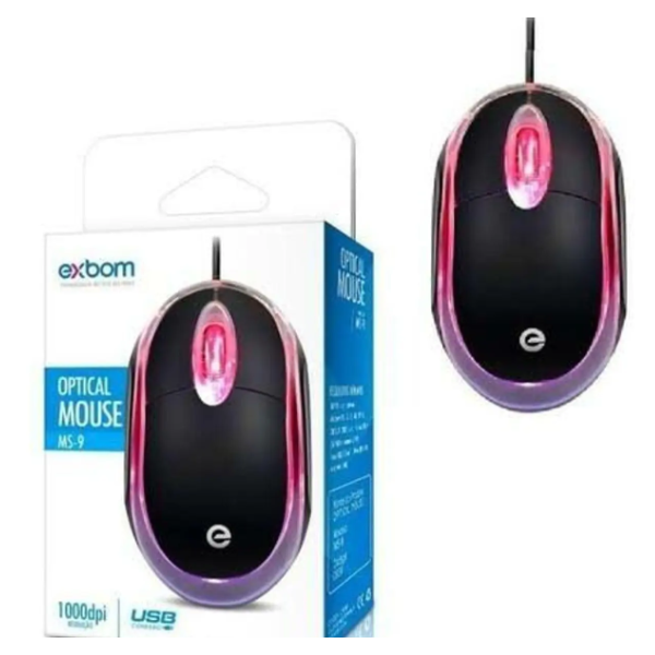 Mouse Optico com Fio USB Exbom MS-9 - 1000DPI