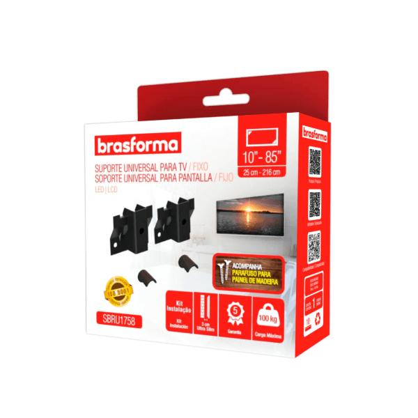 Suporte para TV Universal Fixo Brasforma SBRU1758 10'' - 85''