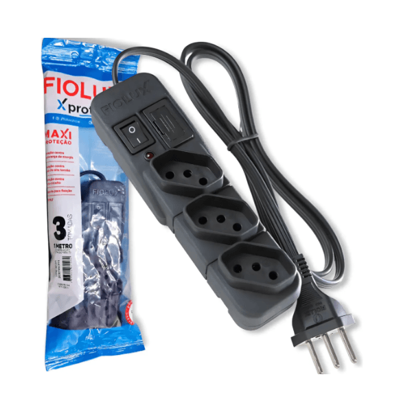 Filtro de Linha 3 Tomadas 1M Preto