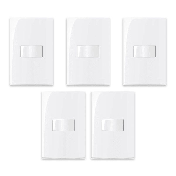 KIT 5 CONJUNTOS SLEEK DE 1 INTERRUPTOR SIMPLES