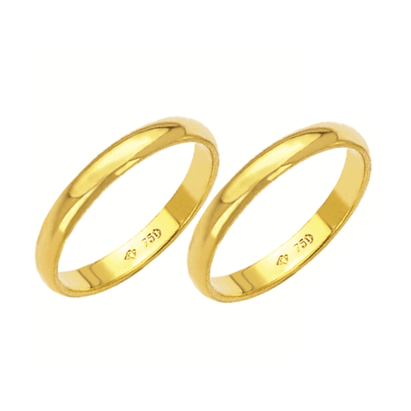 Alianças de casamento e noivado em ouro 18k 750 Tradicional 3mm Soft