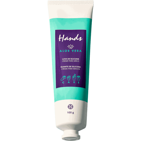 Luva De Silicone Aloe Vera Creme Para As Mãos Hands100g