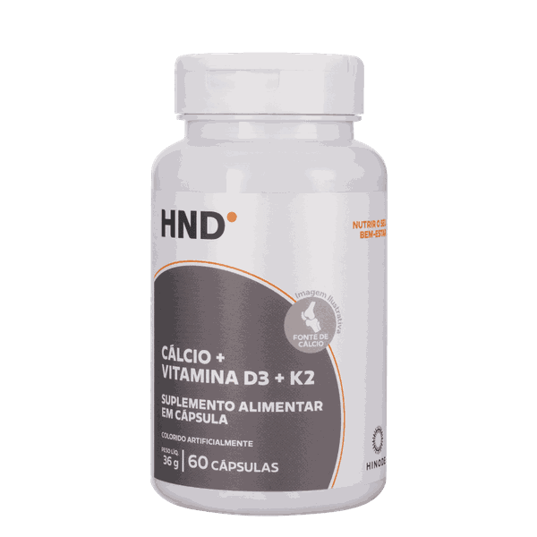 Cálcio + Vitamina D3 + K2 em 60 Cápsulas HND