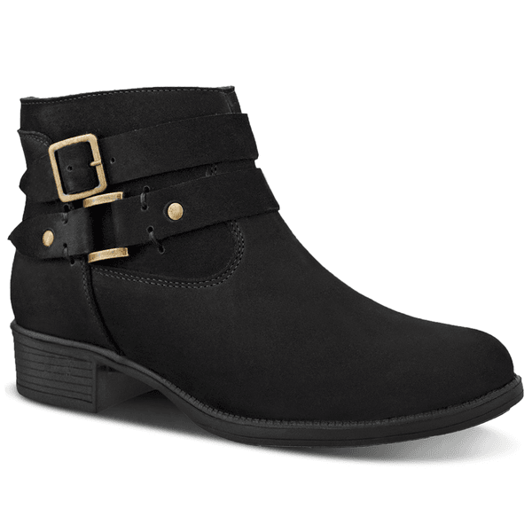 Bota Casual Fivelinha em Couro Nobuck Preto