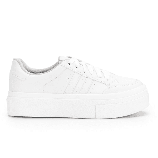 Tenis Feminino Sapatenis Sola Alta Listras Branco