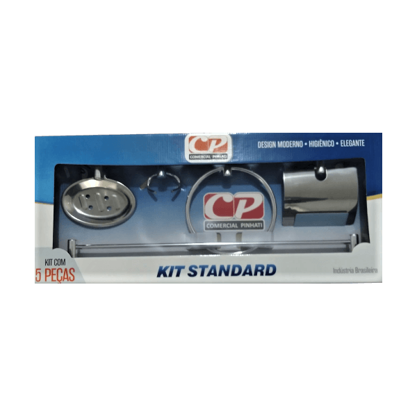 Kit Acessórios De Banheiro 5 Peças Metal e Inox Standard
