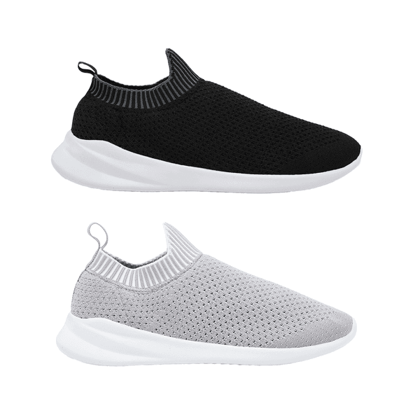 Kit 2 Pares de Tênis Meia - Preto e Branco / Cinza