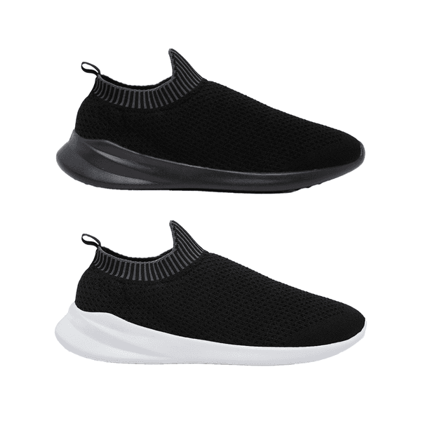 Kit 2 Pares de Tênis Meia - Preto / Preto e Branco