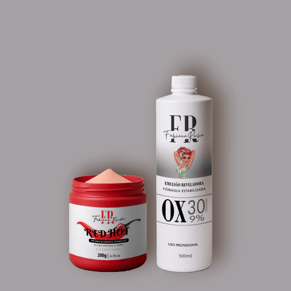 Kit Pó Descolorante Vermelho + Água Oxigenada 500ml - Descoloração Mini By Fr
