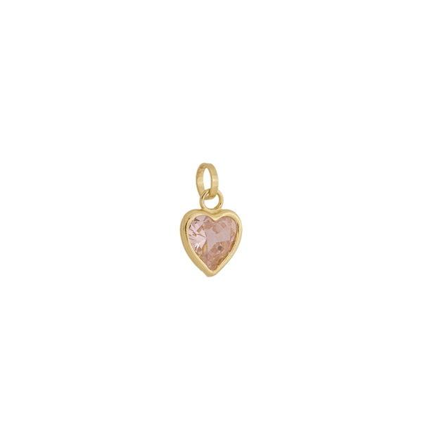 Pingente Ponto De Luz De Ouro 18k Coração Rosa De 6mm