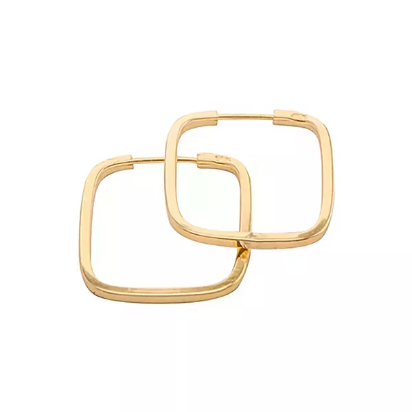 Brinco De Ouro 18k Argola Quadrada plus M