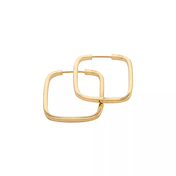 Brinco De Ouro 18k Argola Quadrada plus P