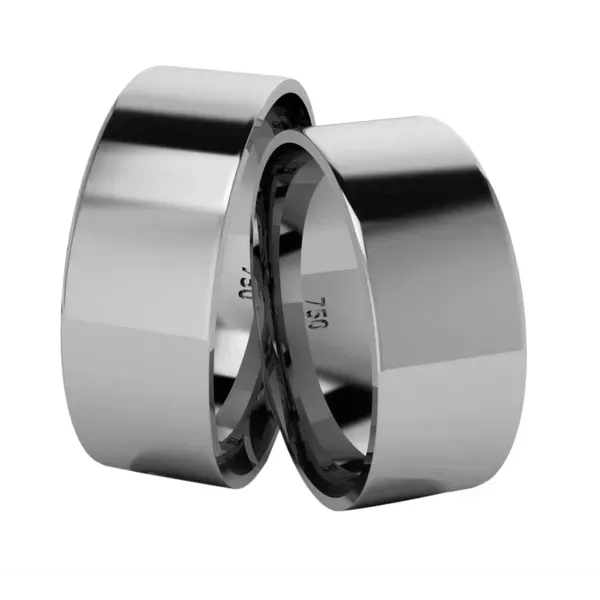Par De Aliança Em Ouro Branco 18k Quadrada Com 7,0mm