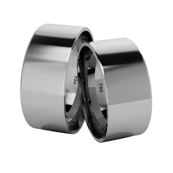 Par De Aliança Em Ouro Branco 18k Quadrada Com 8,0mm