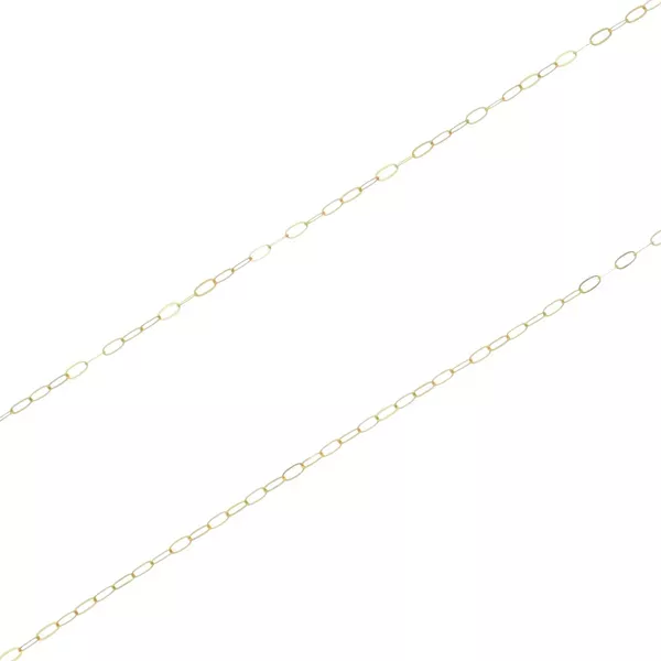 Corrente De Ouro 18k Elo Americano De 45cm Com Coração Entrelaçado 