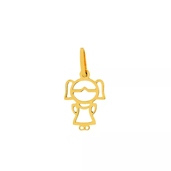 Pingente De Ouro 18k Menina De 12mm