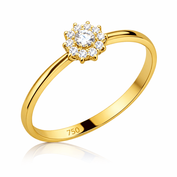 Anel De Ouro 18k Chuveiro Com Zircônias