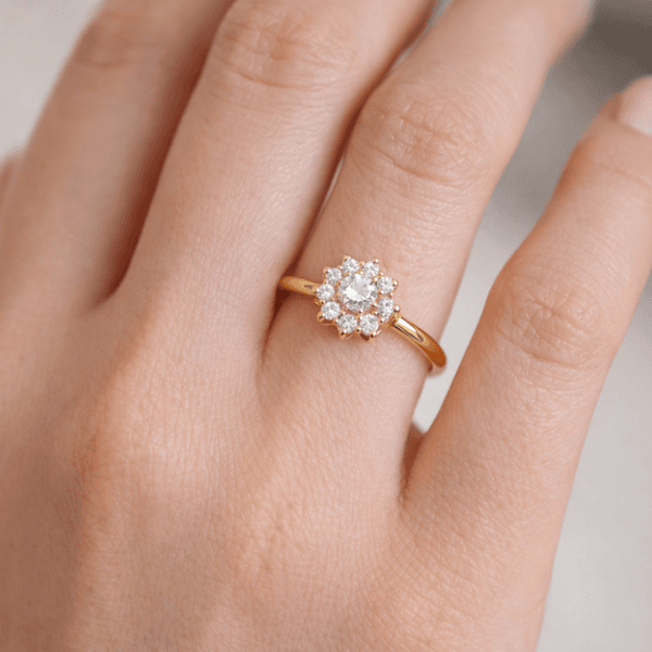 Anel De Ouro 18k Chuveiro Com Zircônias