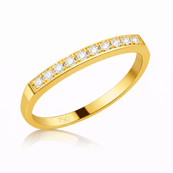 Meia Aliança De Ouro 18k Com 10 Zircônias